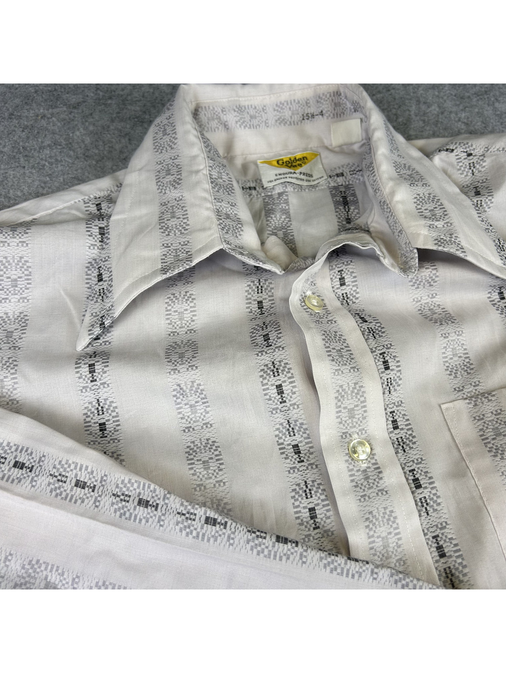 Vintage Golden Vee Endura Press Long Sleeve Shirt Mens M 60s/70s Western Button